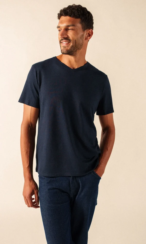 Shirt V-Neck Leinen/Baumwolle ROUBAIX